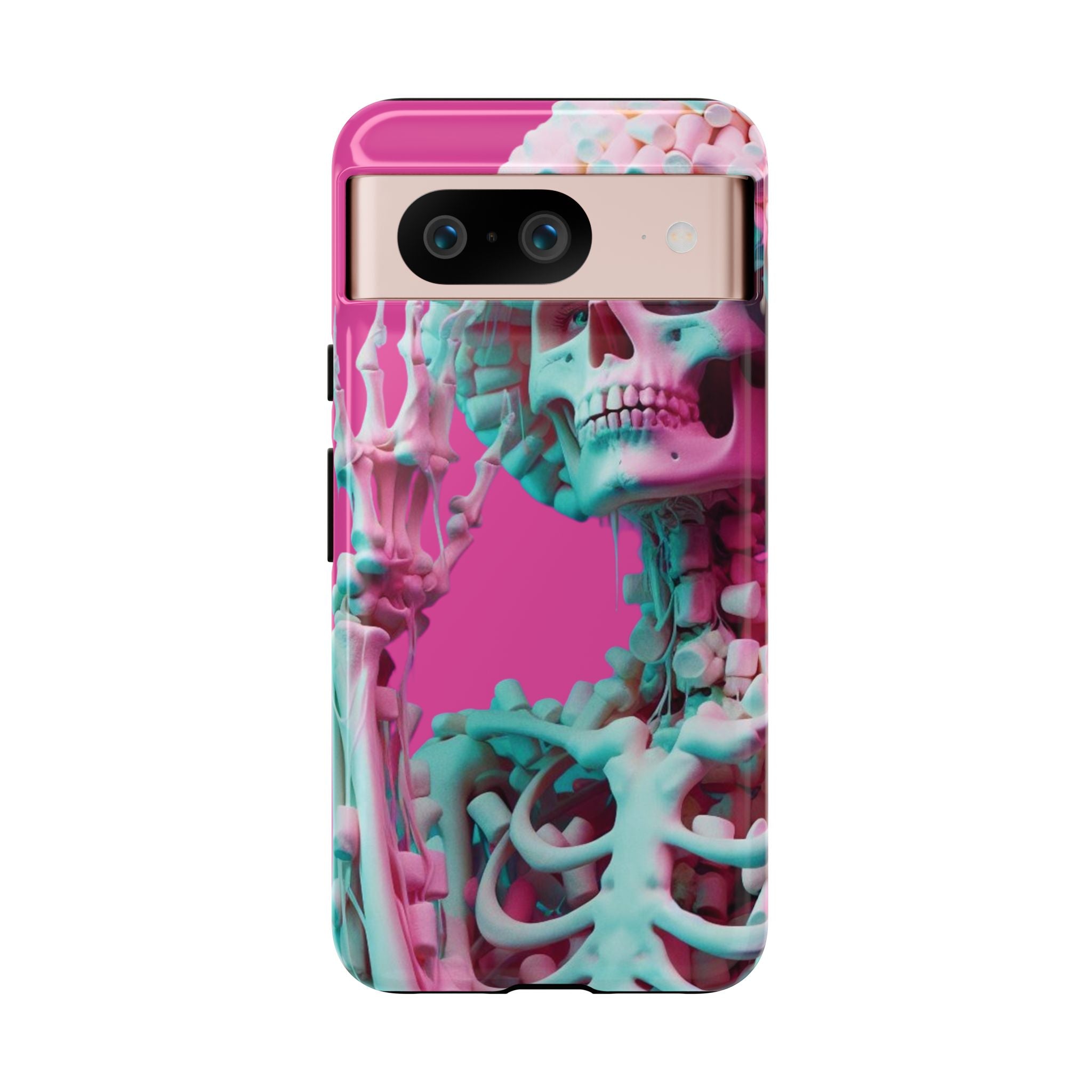Neon Pink Skeleton Tough Phone Case for iPhone, Galaxy and Google Pixel