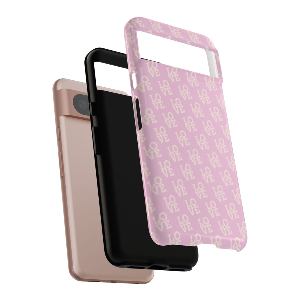 LOVE Pink Tough Phone Case for iPhone, Galaxy, or Google Pixel