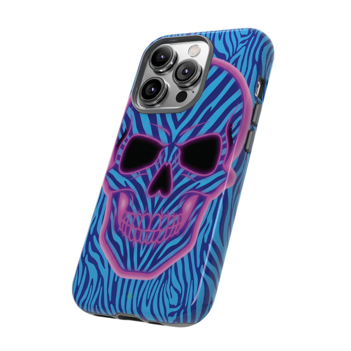 Neon Zebra Skull Tough Phone Case for iPhone, Galaxy, or Google Pixel