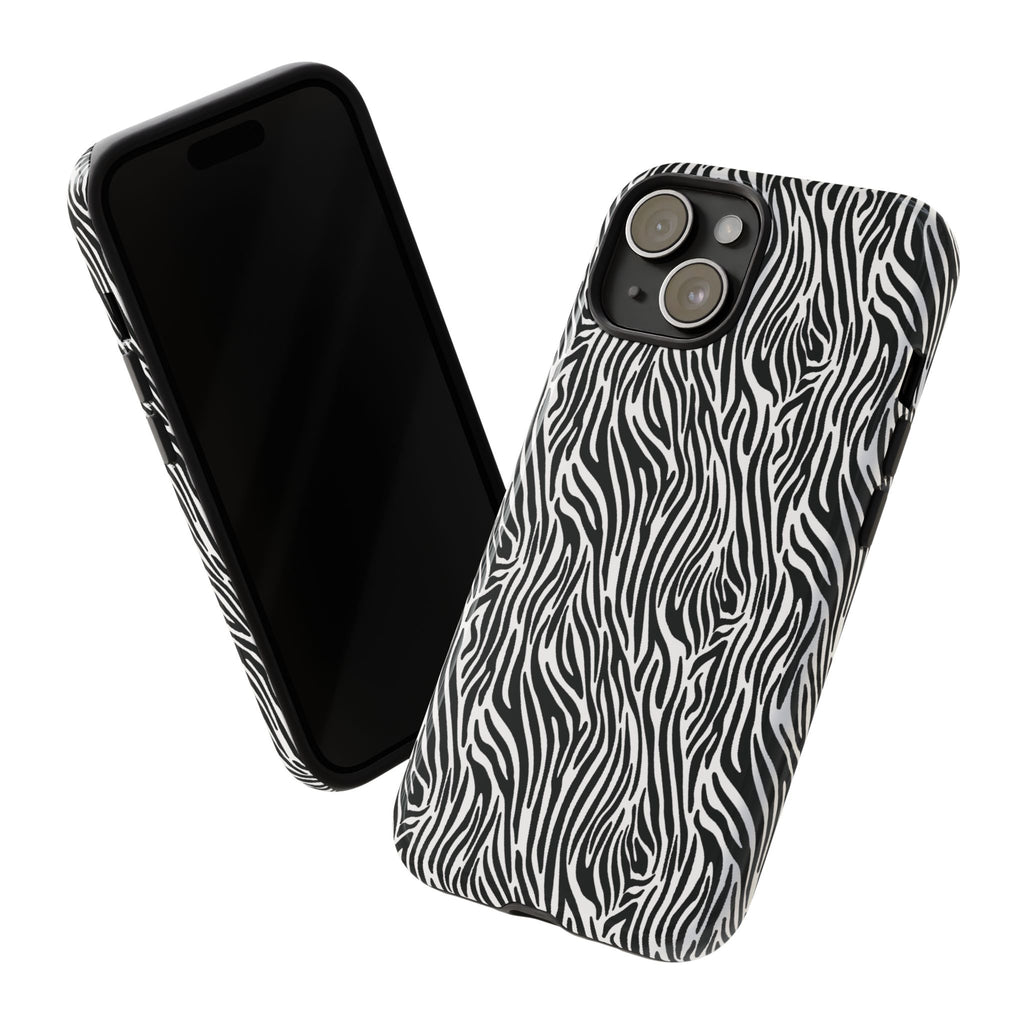 Black and White Zebra Print Tough Case iPhone, Galaxy and Google Pixel