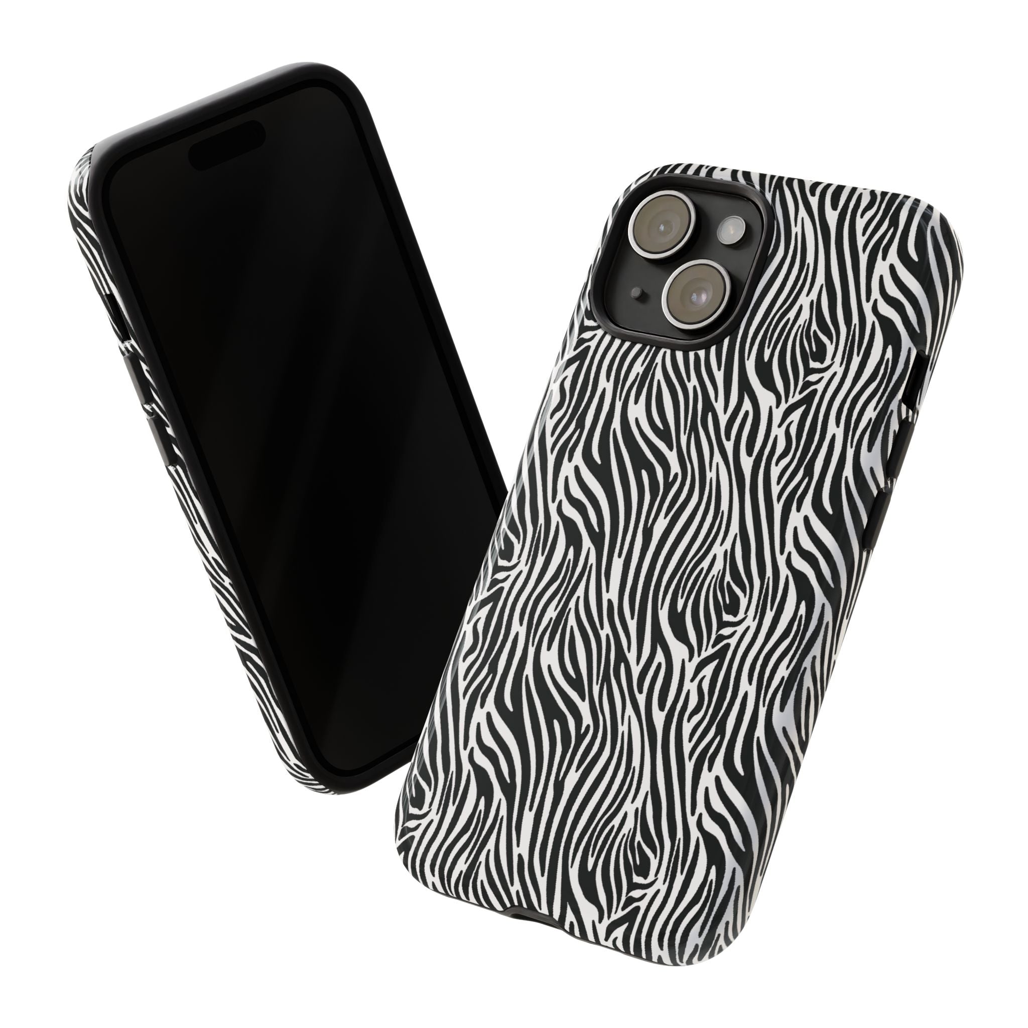 Black and White Zebra Print Tough Case iPhone, Galaxy and Google Pixel