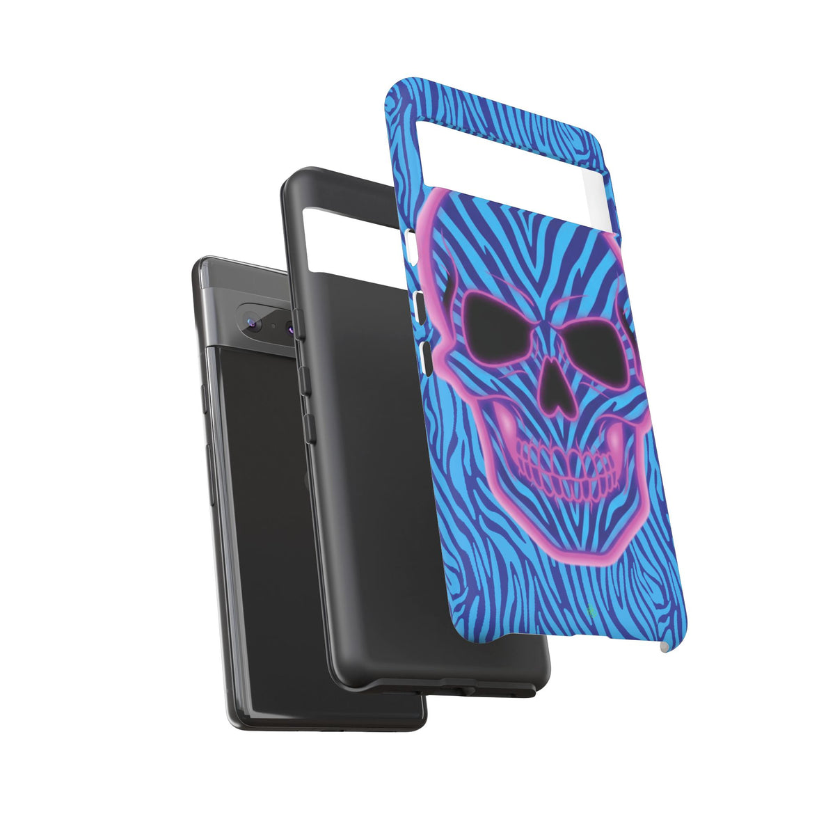 Neon Zebra Skull Tough Phone Case for iPhone, Galaxy, or Google Pixel