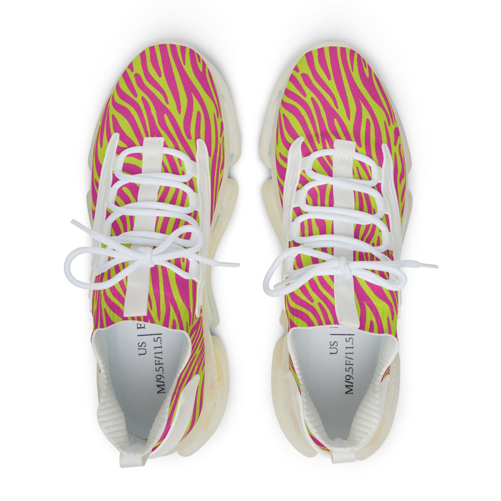 Neon Pink Lime Green Zebra Men's Mesh Sneakers
