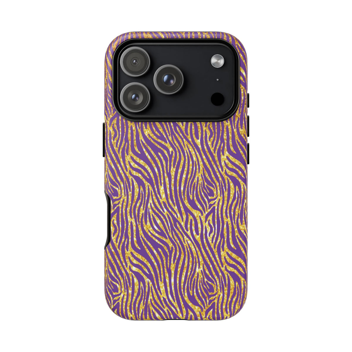 Vibrant Purple Gold Zebra Tough Phone Case iPhone, Galaxy, or Google Pixel