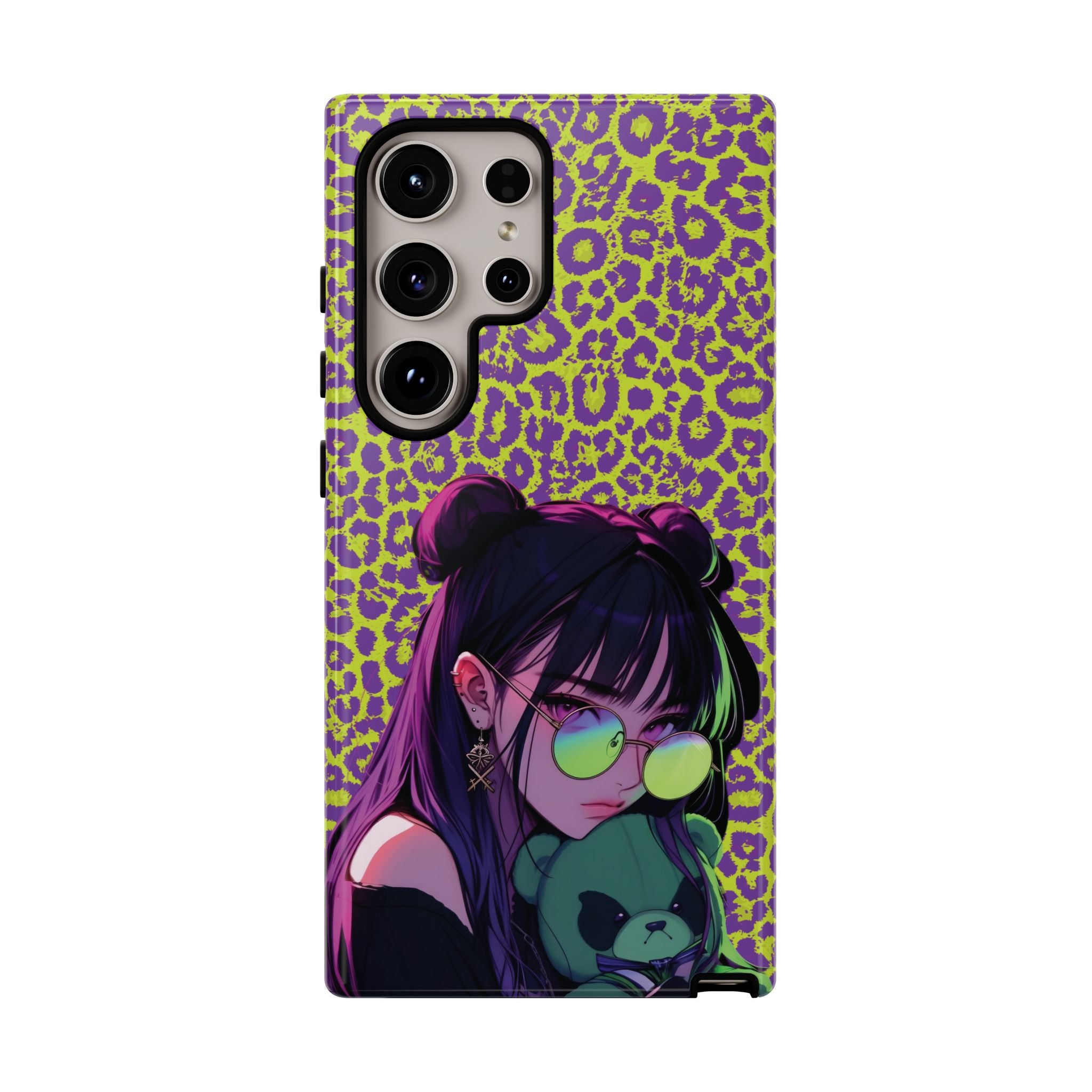 Purple Neon Lime Leopard Kz Tough Case for iPhone, Galaxy, or Google Pixel