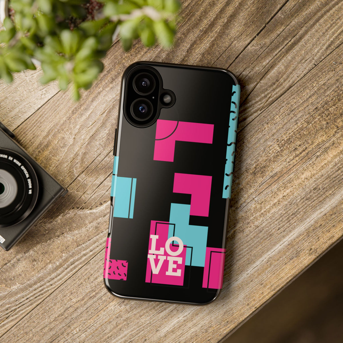 Retro Blocks LOVE Tough Case for iPhone, Galaxy or Google Pixel