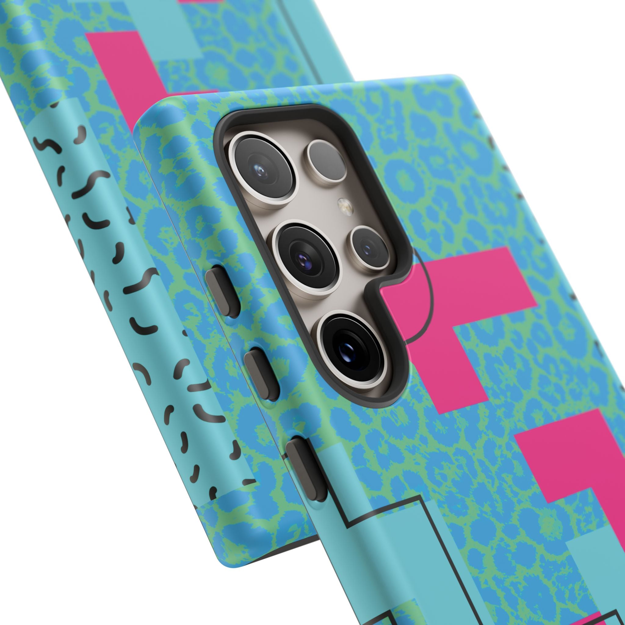 LOVE Aqua Blue Leopard RG Tough Phone Case iPhone, Galaxy, or Google Pixel