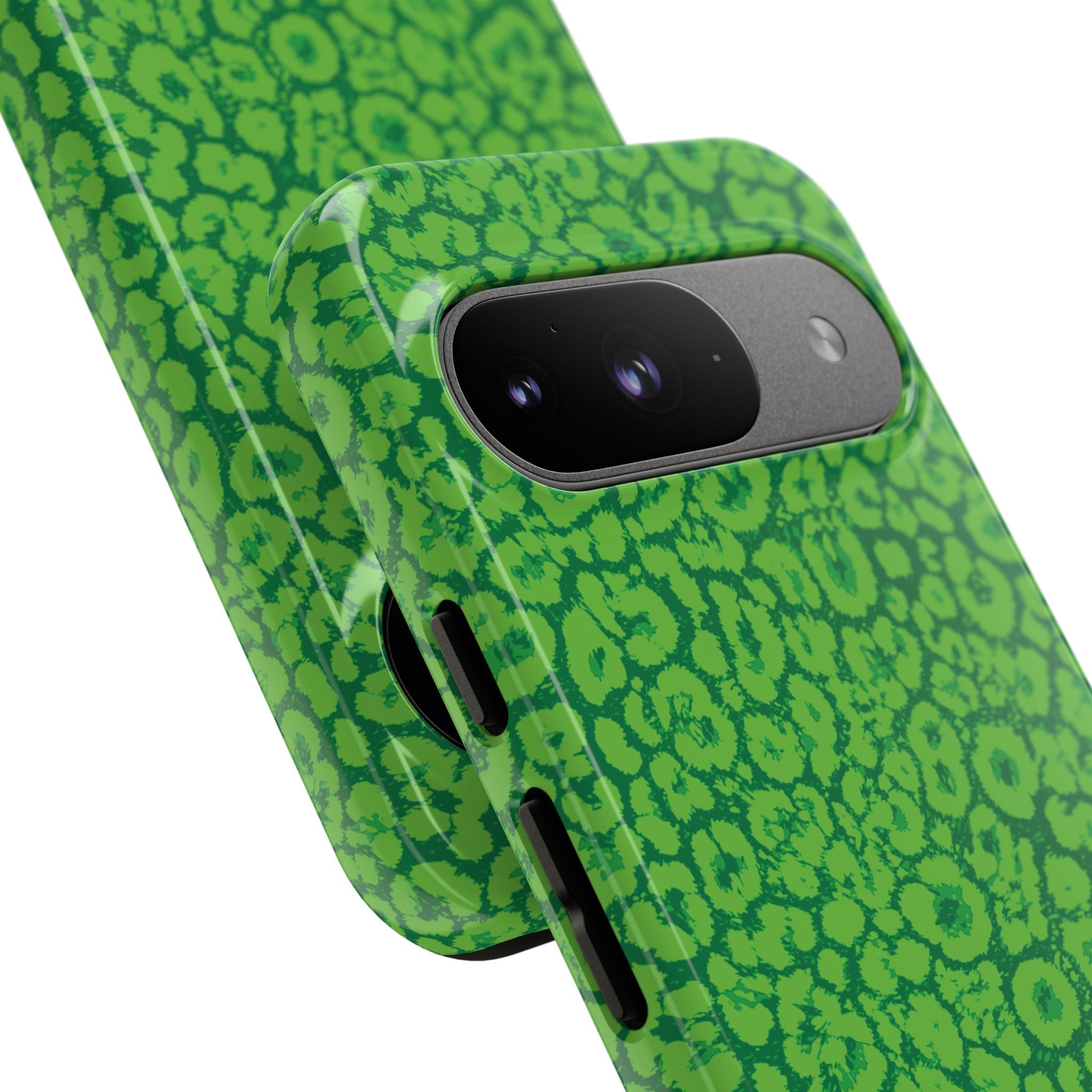 Neon Green Leopard Tough Phone Case for iPhone, Galaxy, or Google Pixel