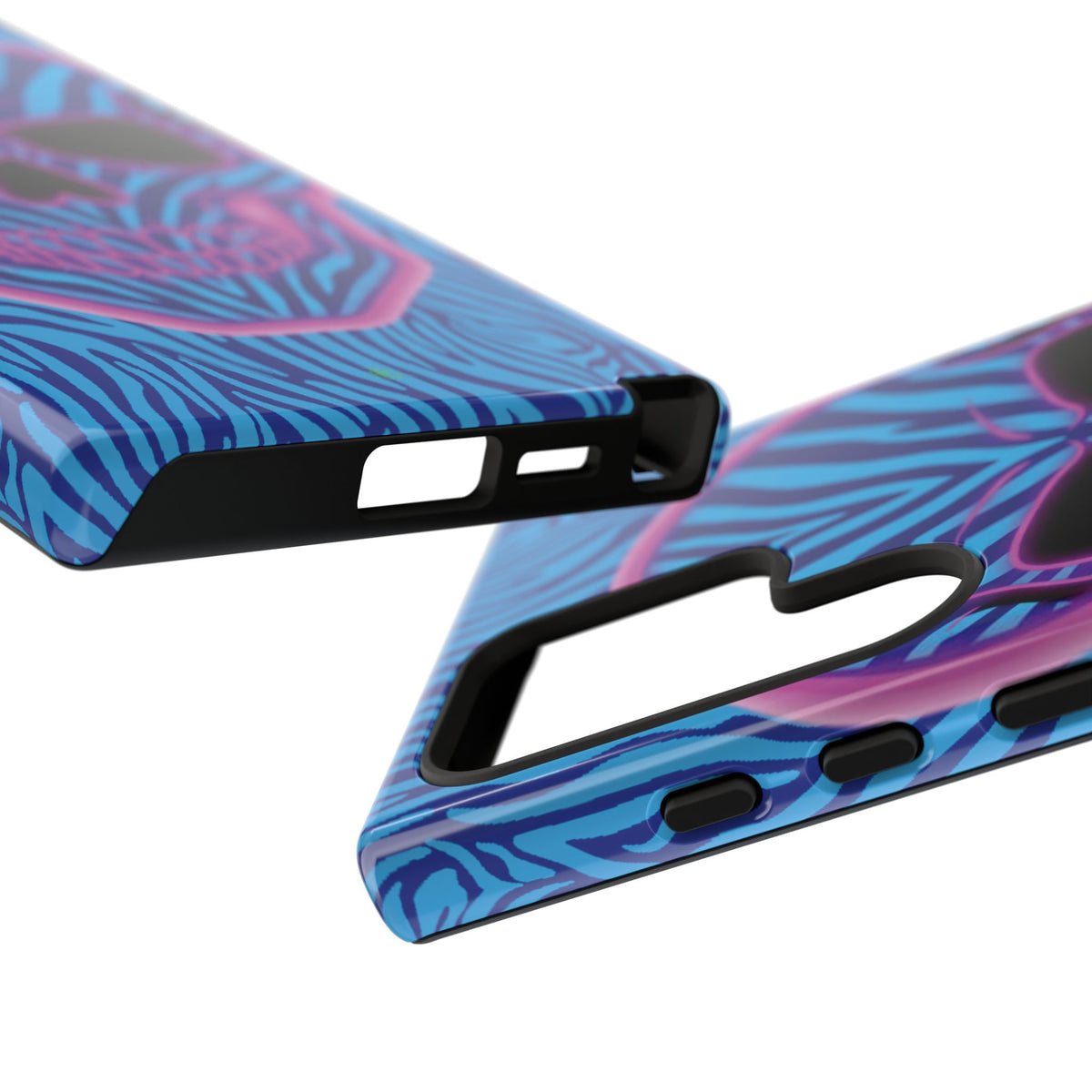 Neon Zebra Skull Tough Phone Case for iPhone, Galaxy, or Google Pixel
