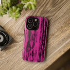 Hot Pink wood print Design Tough Phone Case for iPhone, Galaxy, or Google Pixel