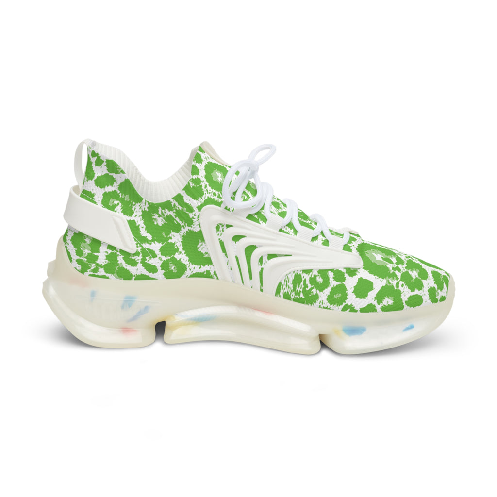 Neon Green Leopard Men's Mesh Sneakers