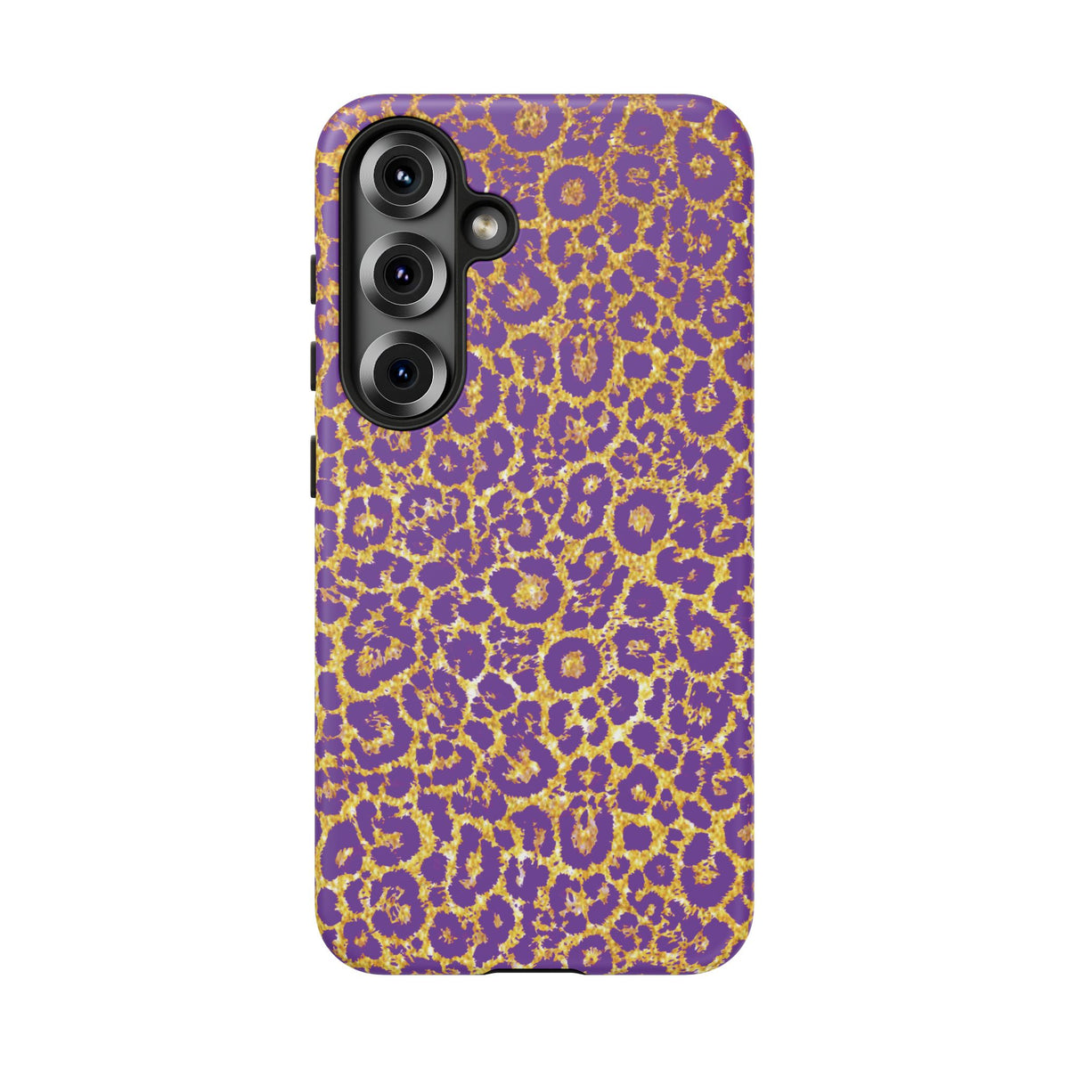 Purple Gold Leopard Tough Phone Case for iPhone, Galaxy, or Google Pixel