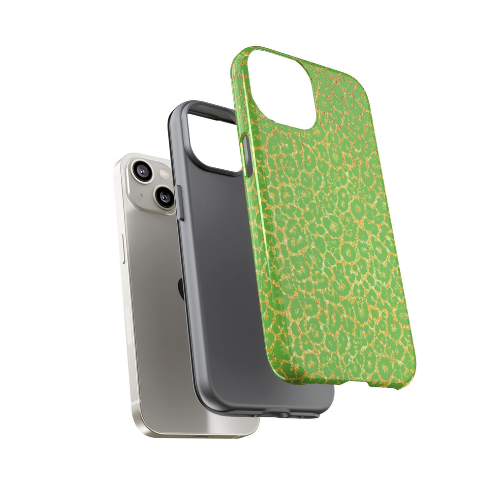 Neon Green Gold Leopard Tough Phone Case iPhone, Galaxy, or Google Pixel
