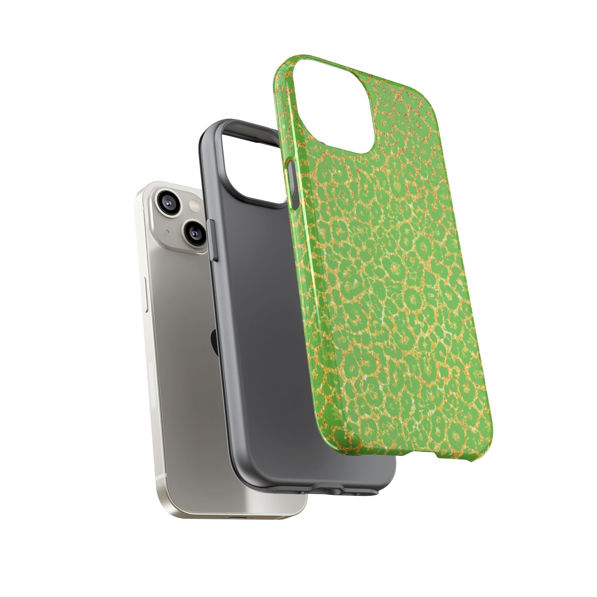 Neon Green Gold Leopard Tough Phone Case iPhone, Galaxy, or Google Pixel