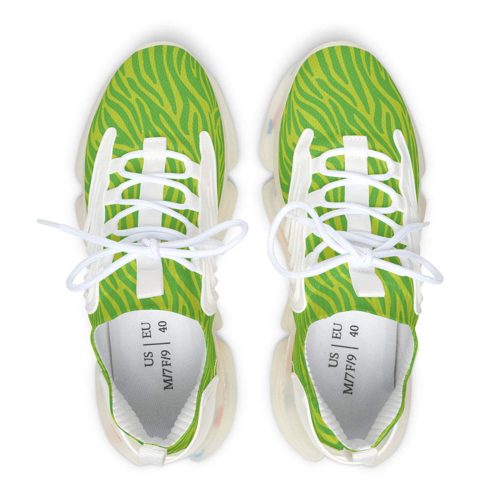 Neon Lime Zebra Women's Mesh Sneakers