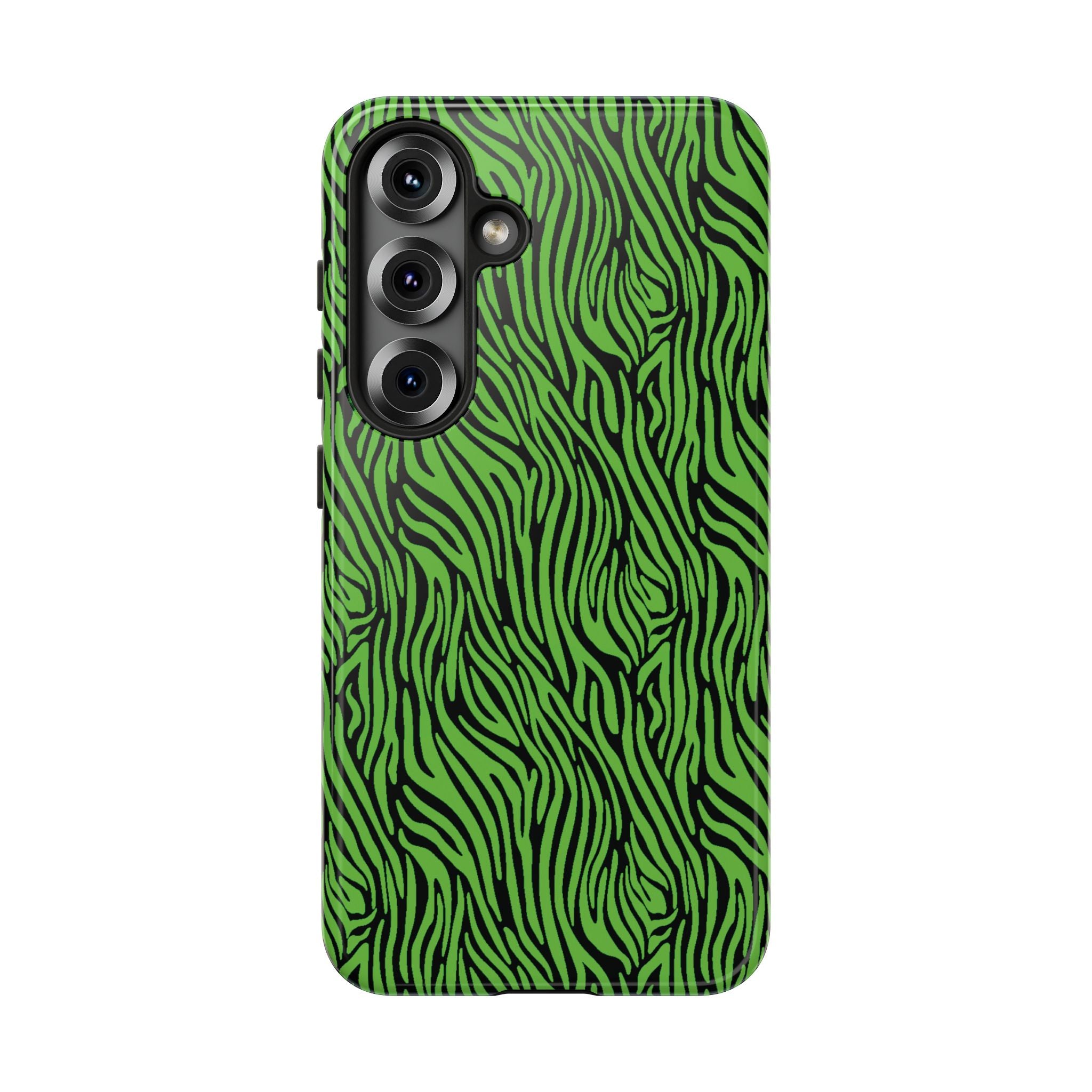 Neon Green Zebra Tough Phone Case iPhone, Galaxy, or Google Pixel