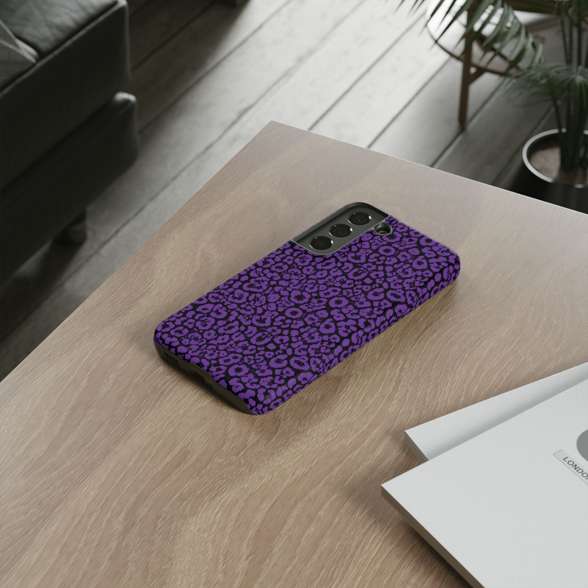 Purple Leopard Tough Case for iPhone, Galaxy or Google Pixel