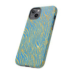 Blue Gold Zebra Tough Case for iPhone, Galaxy, or Google Pixel