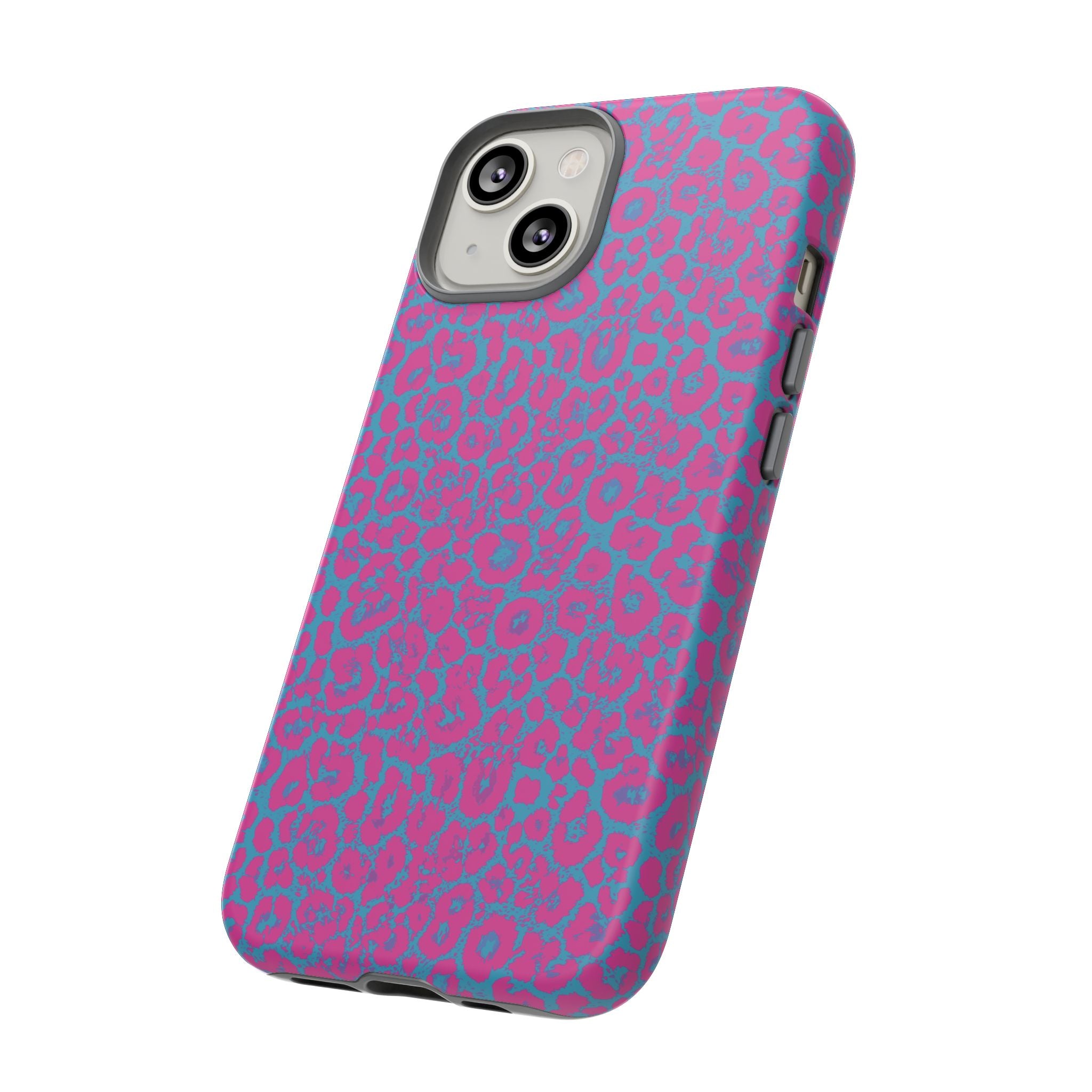 Pink Blue Leopard Tough Phone Case iPhone, Galaxy, or Google Pixel