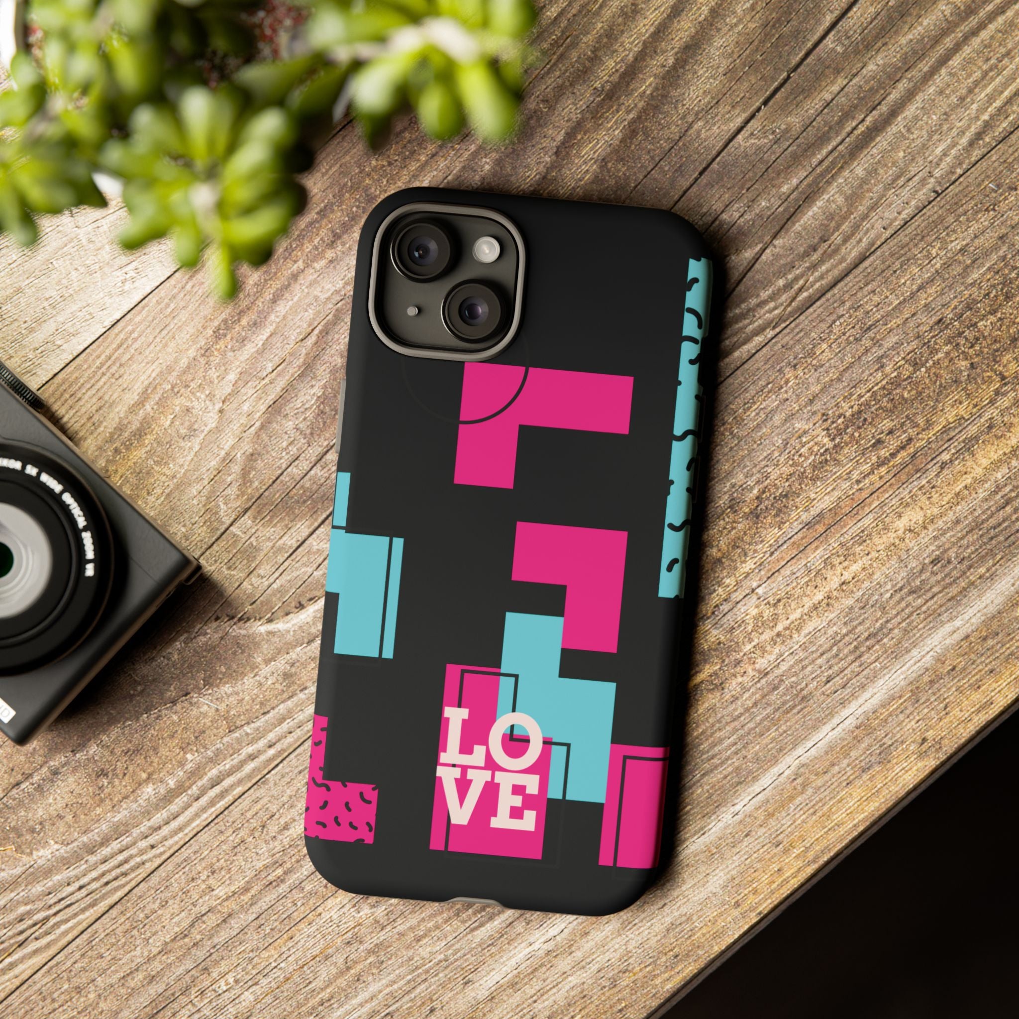 Retro Blocks LOVE Tough Case for iPhone, Galaxy or Google Pixel