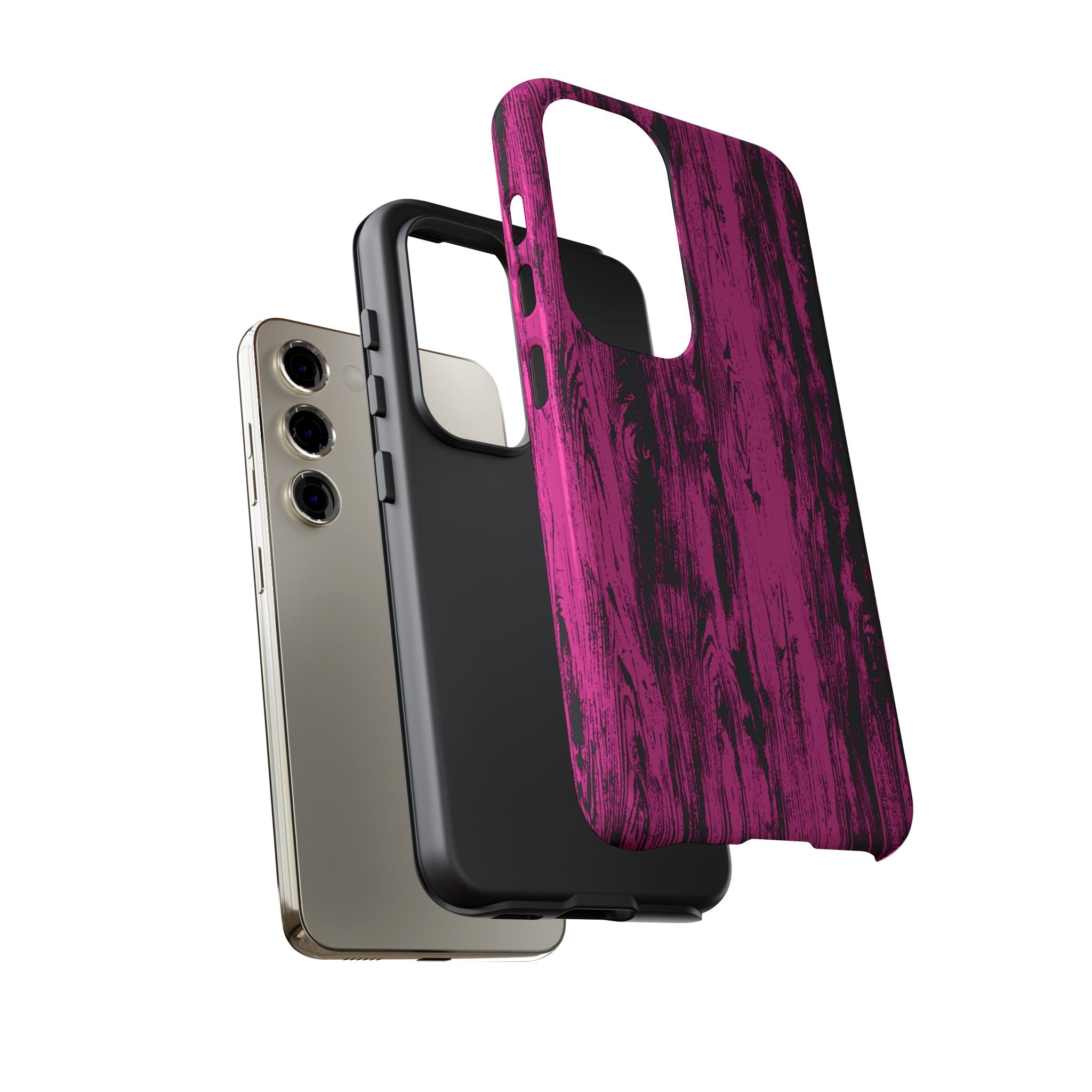 Hot Pink wood print Design Tough Phone Case for iPhone, Galaxy, or Google Pixel