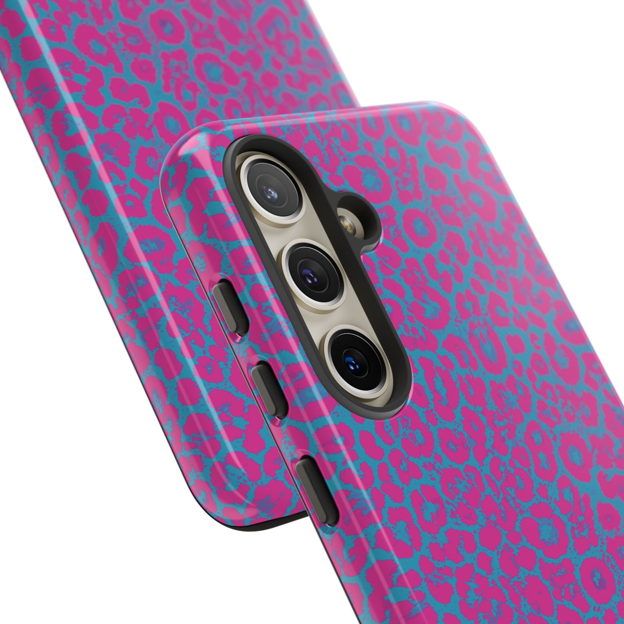 Pink Blue Leopard Tough Phone Case iPhone, Galaxy, or Google Pixel