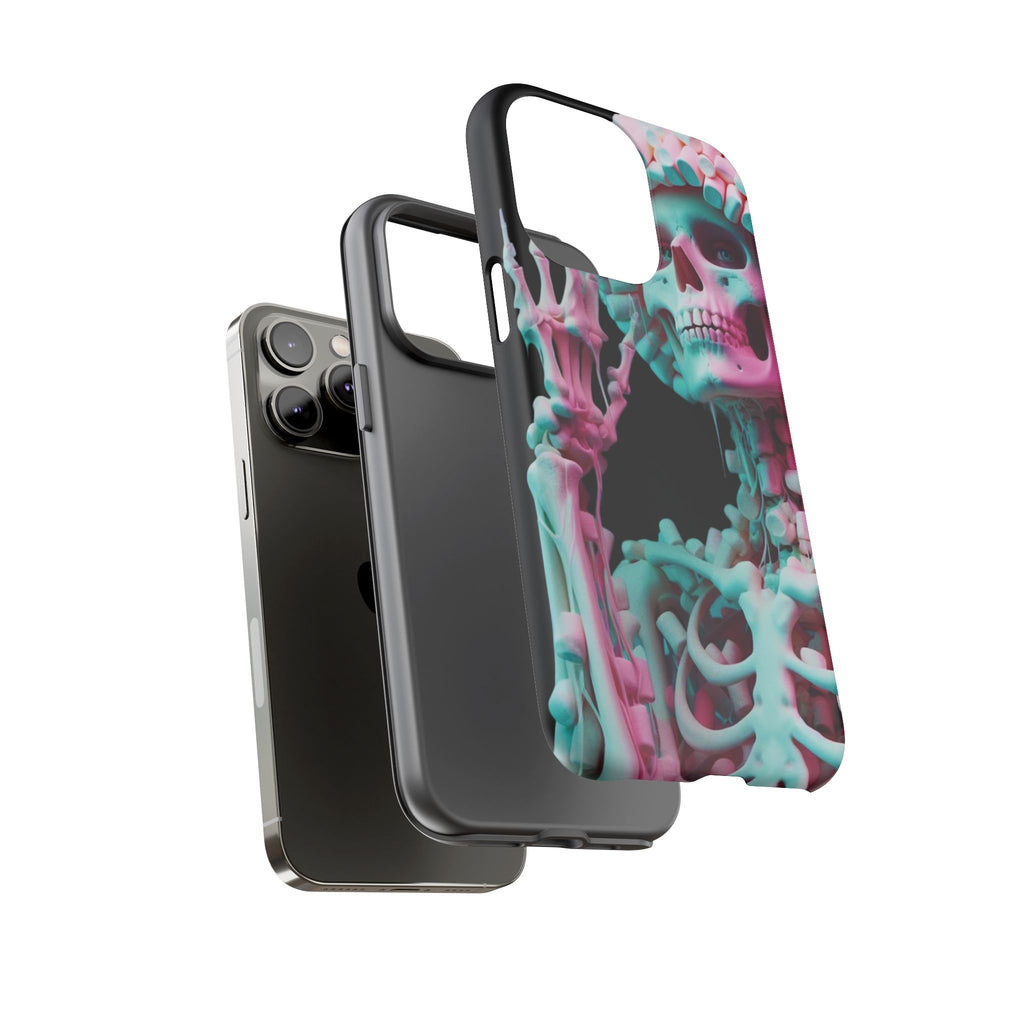 Neon Pink Skeleton (Black) Tough Phone Case for iPhone, Galaxy, or Google Pixel