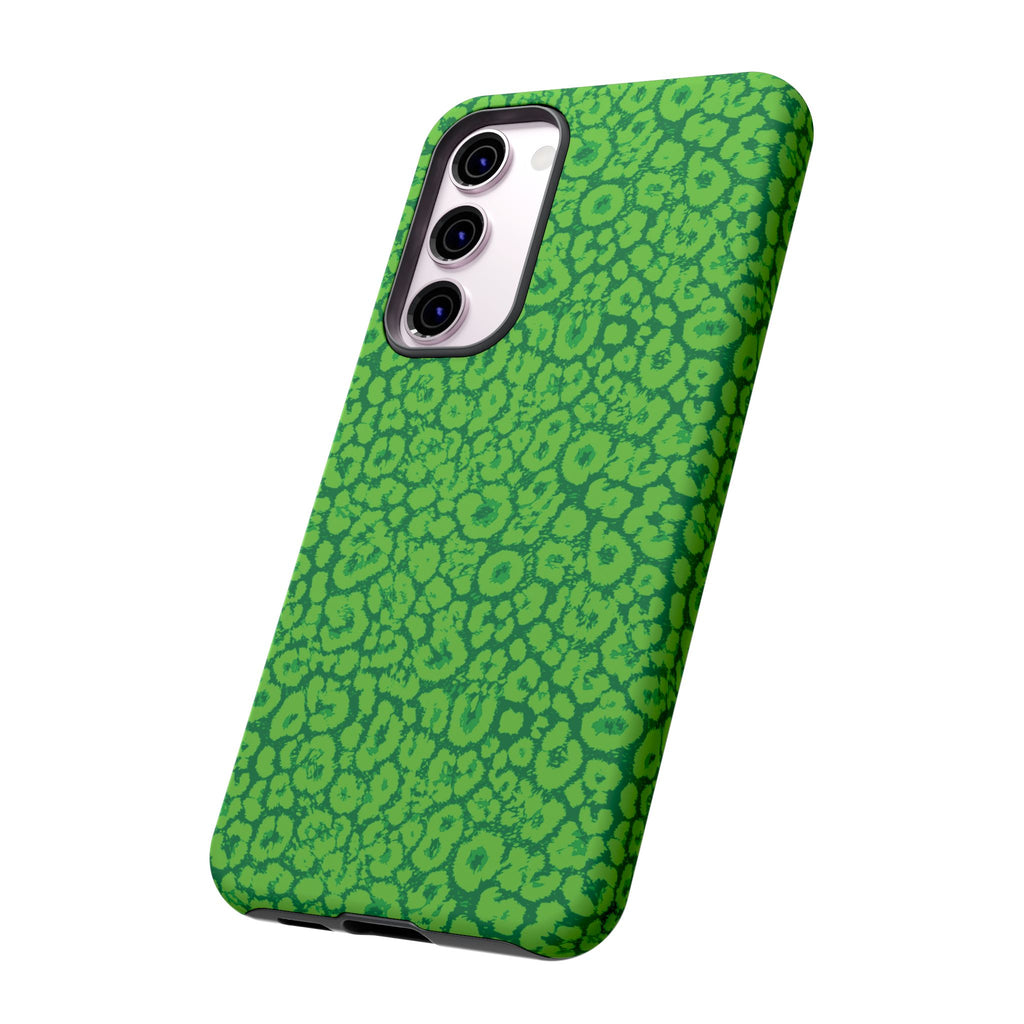 Neon Green Leopard Tough Phone Case for iPhone, Galaxy, or Google Pixel