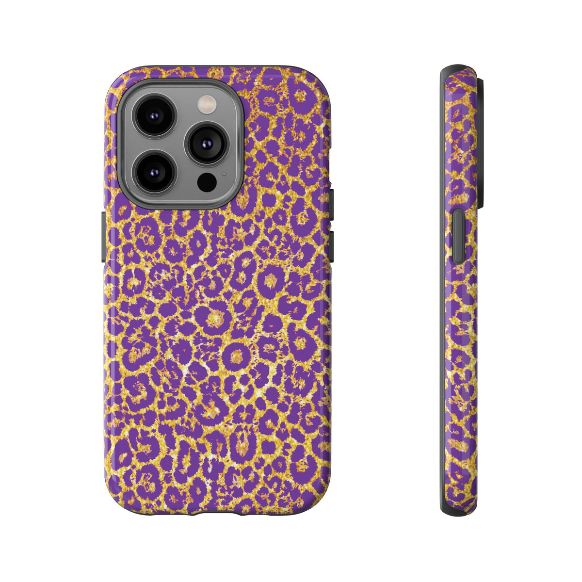 Purple Gold Leopard Tough Phone Case for iPhone, Galaxy, or Google Pixel