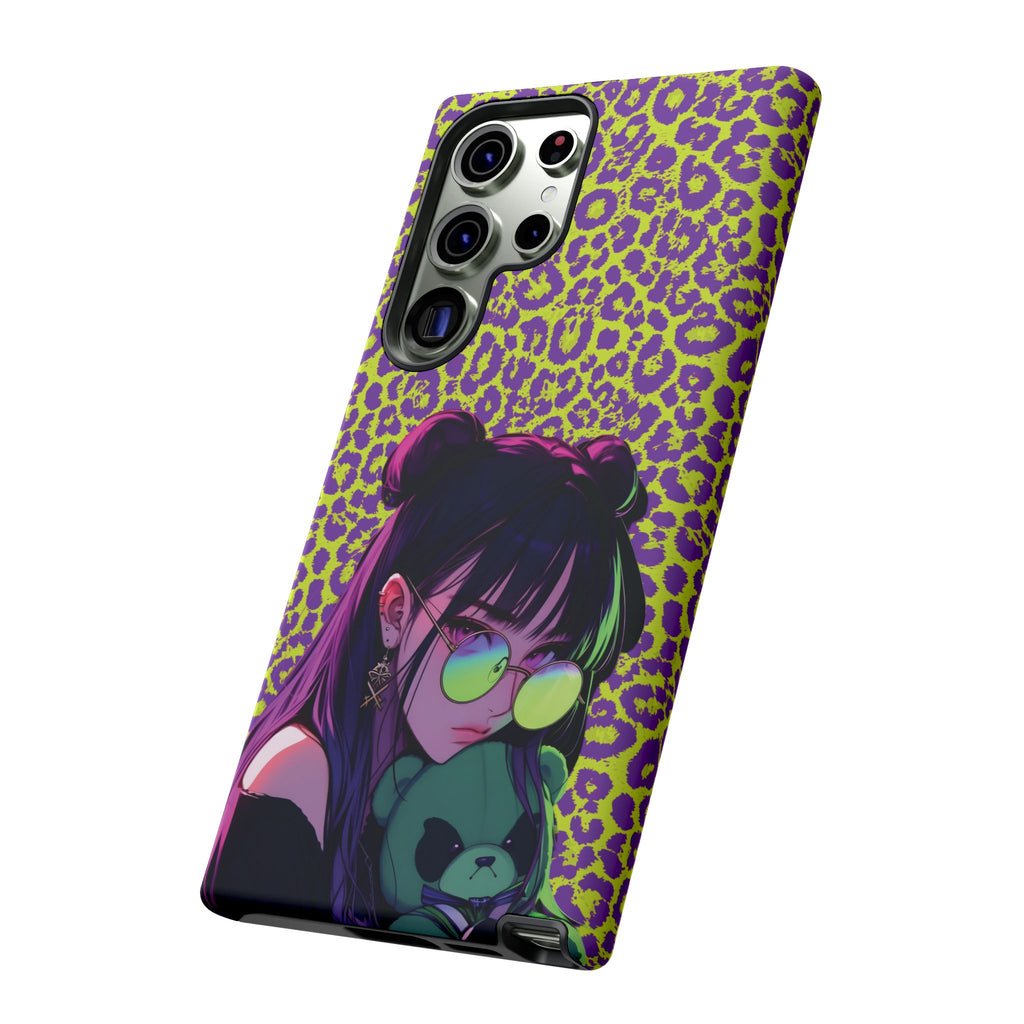 Purple Neon Lime Leopard Kz Tough Case for iPhone, Galaxy, or Google Pixel
