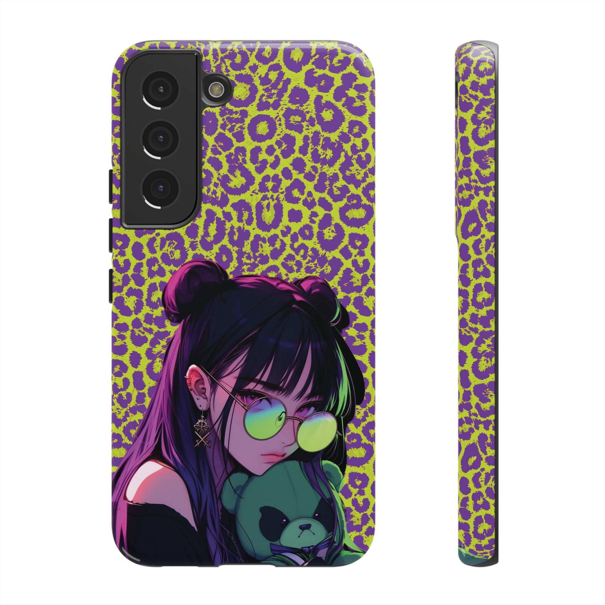 Purple Neon Lime Leopard Kz Tough Case for iPhone, Galaxy, or Google Pixel