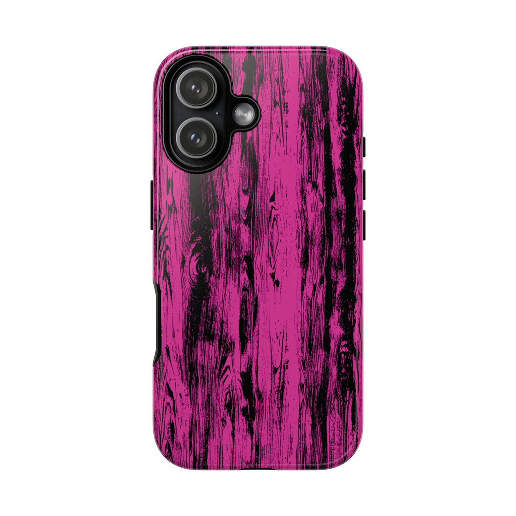 Hot Pink wood print Design Tough Phone Case for iPhone, Galaxy, or Google Pixel