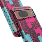 Pink Love Retro Blocks Leopard RG Tough Phone Case for iPhone, Galaxy, or Google Pixel