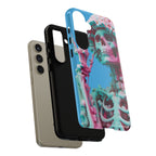 Neon Pink Skeleton Blue Tough Phone Case for iPhone, Galaxy or Google Pixel