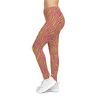 Neon Pink Lime Zebra Print Women's Casual Leggings