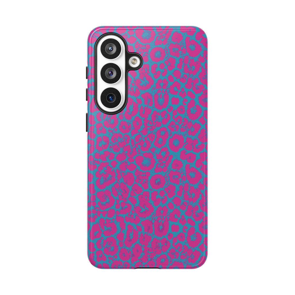 Pink Blue Leopard Tough Phone Case iPhone, Galaxy, or Google Pixel