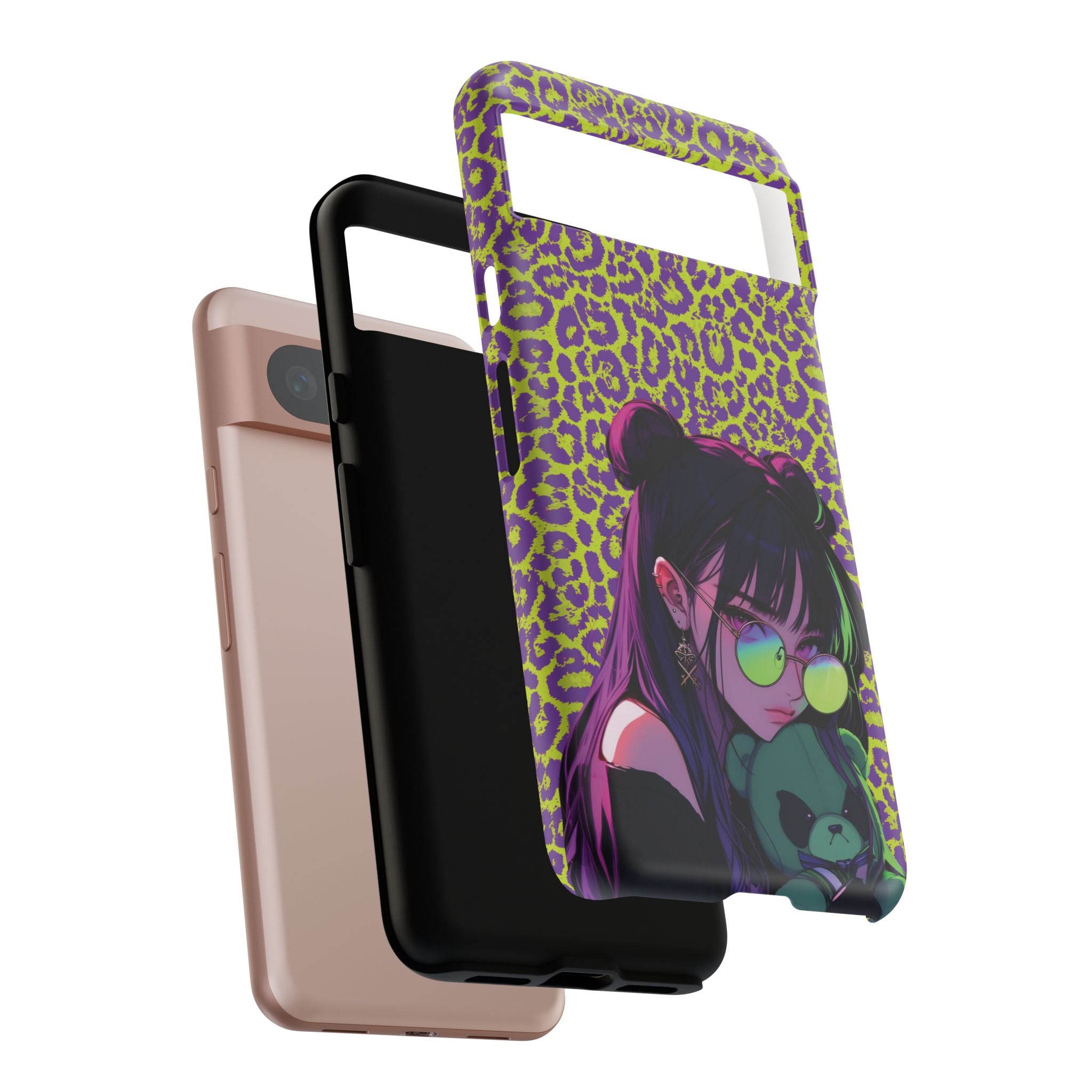 Purple Neon Lime Leopard Kz Tough Case for iPhone, Galaxy, or Google Pixel