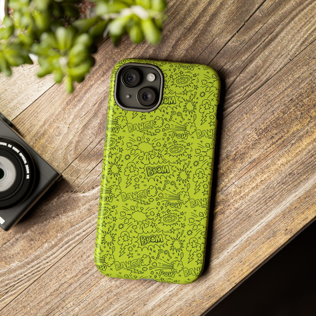 Neon Lime Wow Tough Case for iPhone, Galaxy, or Google Pixel