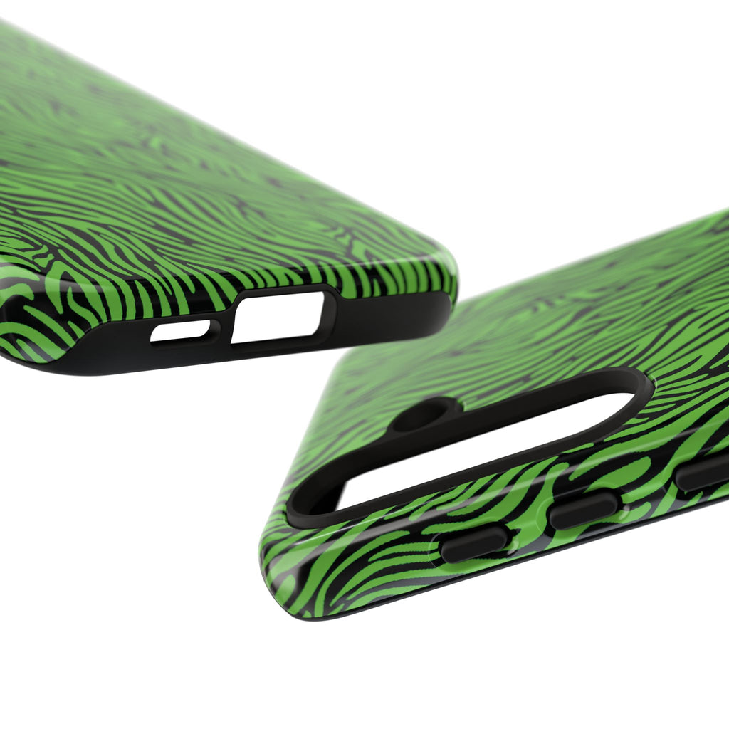 Neon Green Zebra Tough Phone Case iPhone, Galaxy, or Google Pixel