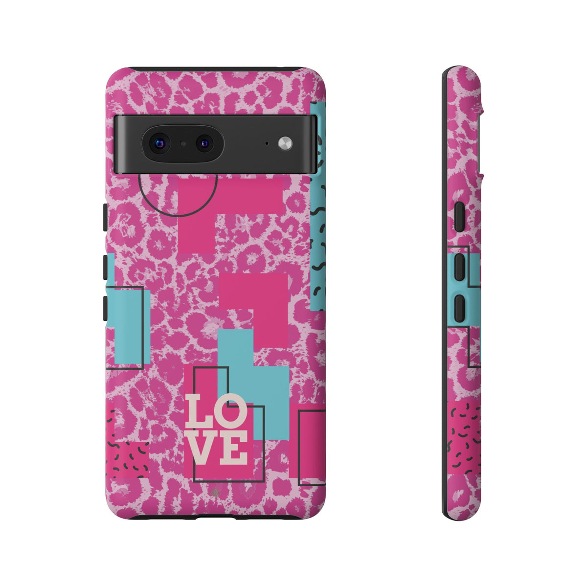 Retro Love Pink Leopard RG Tough Phone Case for iPhone, Galaxy, or Google Pixel