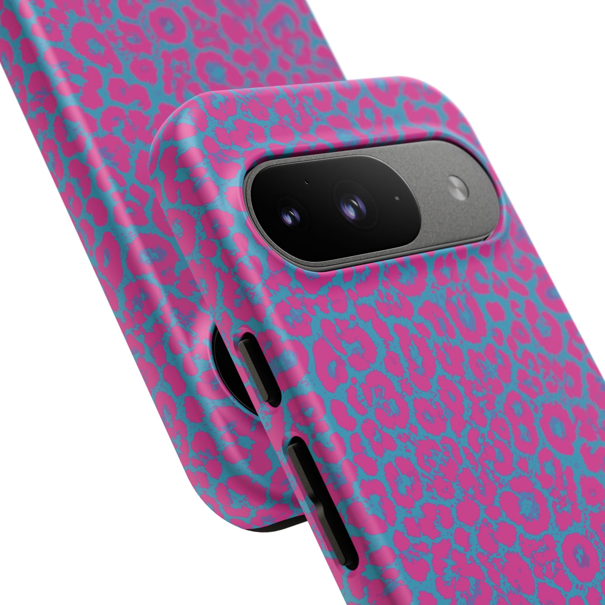 Pink Blue Leopard Tough Phone Case iPhone, Galaxy, or Google Pixel