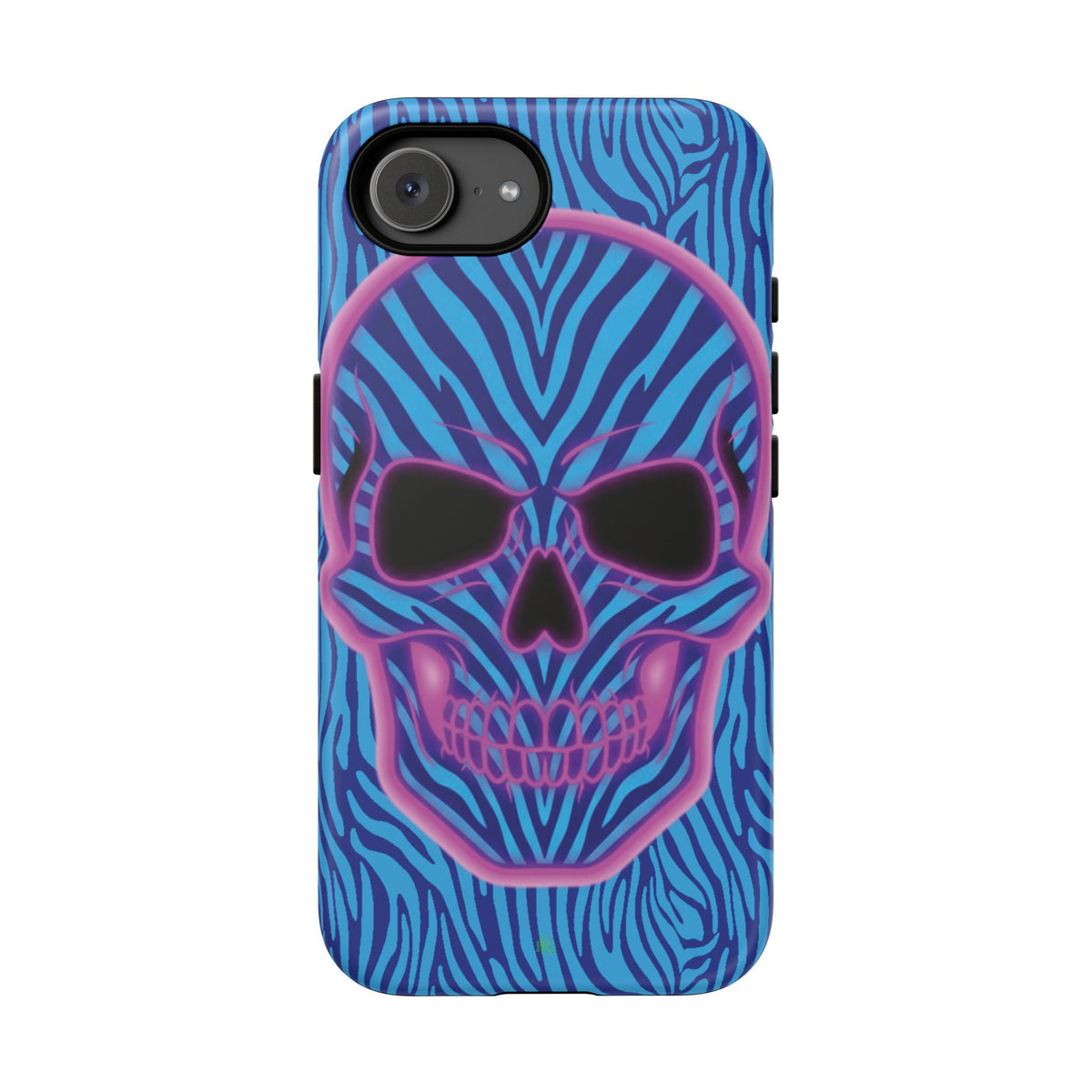 Neon Zebra Skull Tough Phone Case for iPhone, Galaxy, or Google Pixel