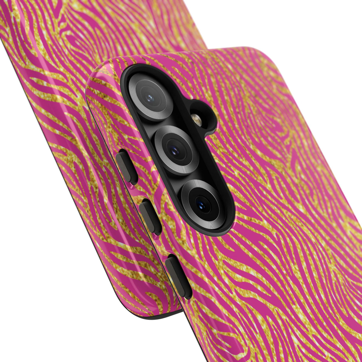 Pink Gold Zebra Print Tough Case for iPhone, Galaxy, or Google Pixel