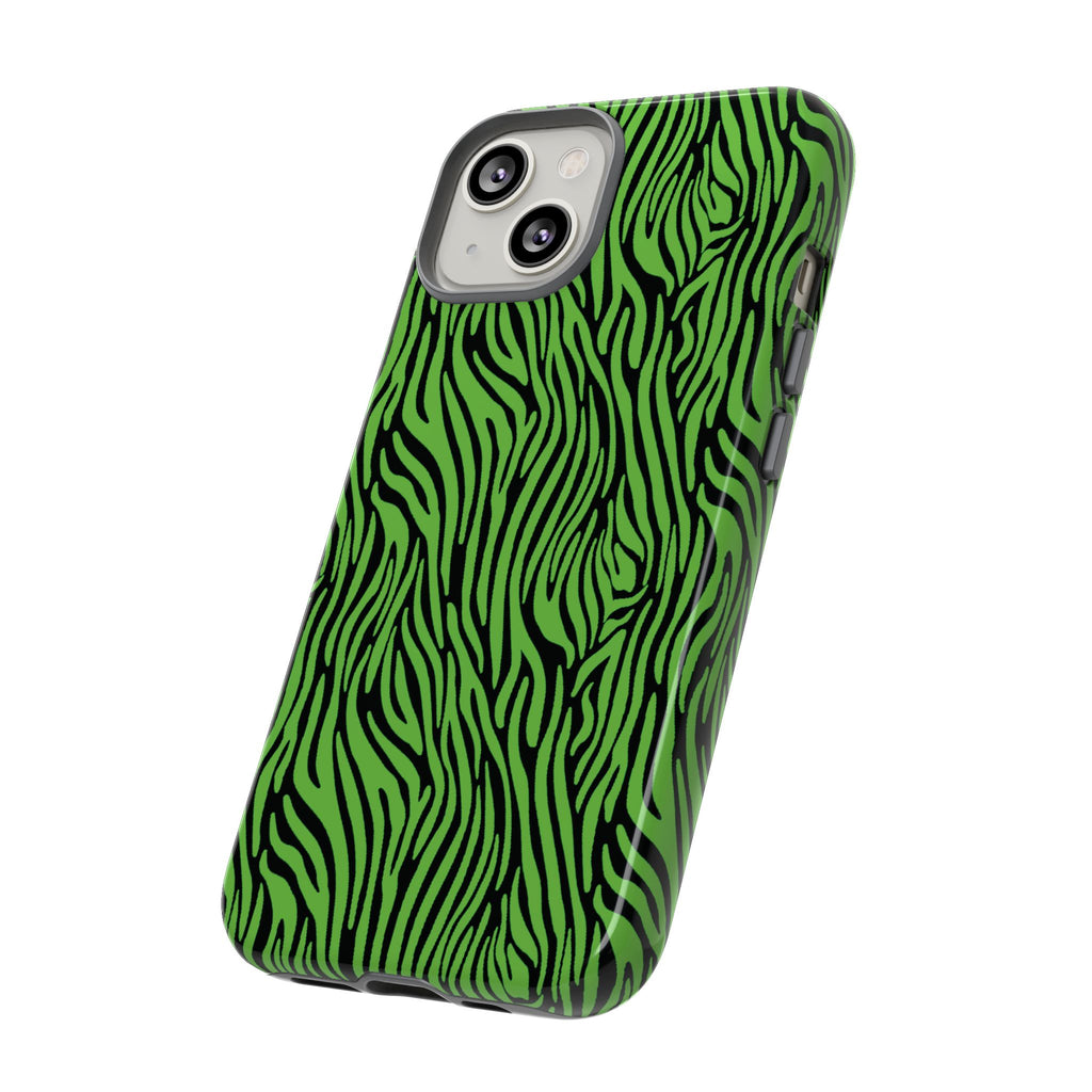 Neon Green Zebra Tough Phone Case iPhone, Galaxy, or Google Pixel