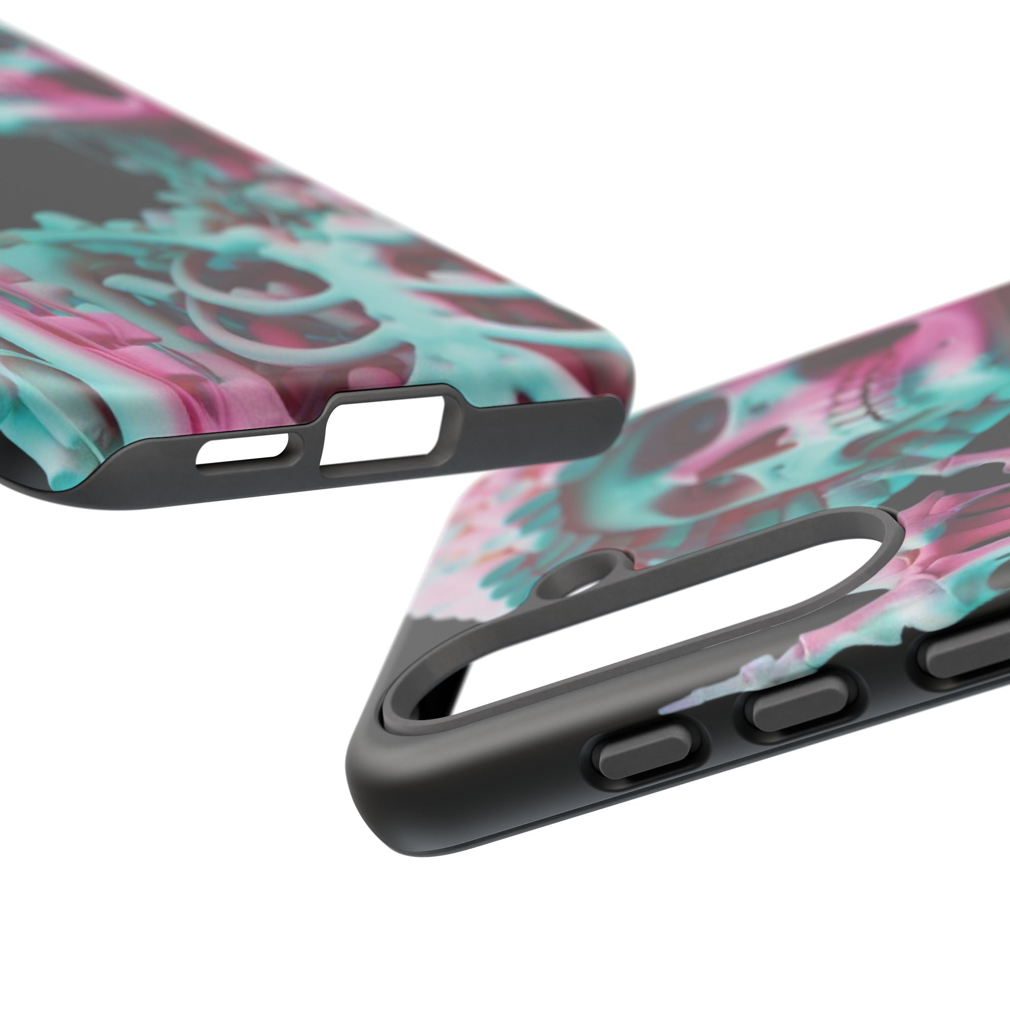 Neon Pink Skeleton (Black) Tough Phone Case for iPhone, Galaxy, or Google Pixel