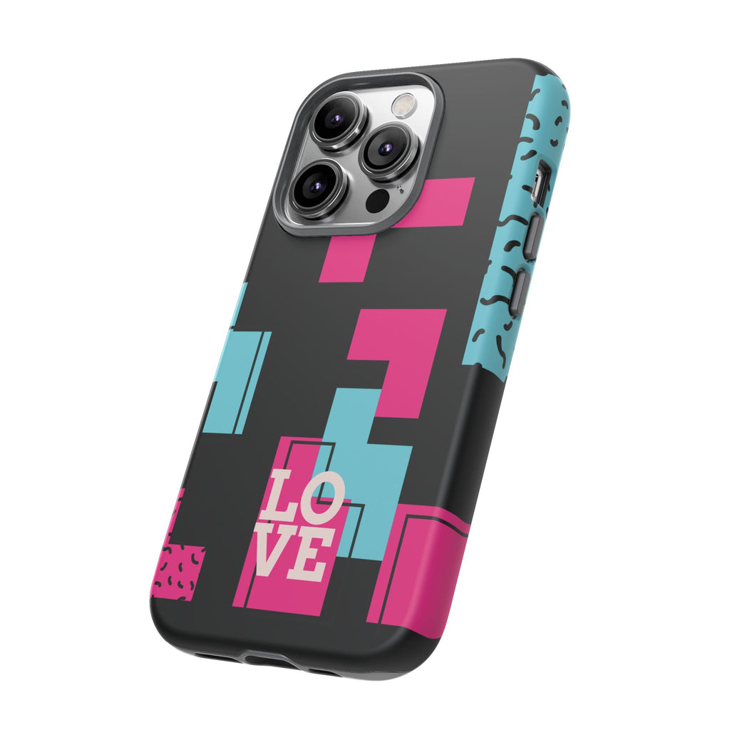 Retro Blocks LOVE Tough Case for iPhone, Galaxy or Google Pixel