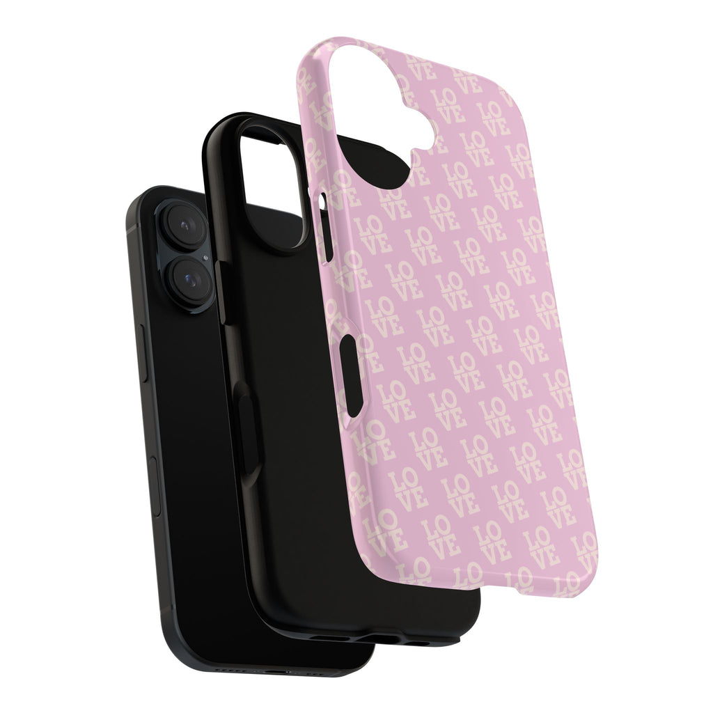 LOVE Pink Tough Phone Case for iPhone, Galaxy, or Google Pixel