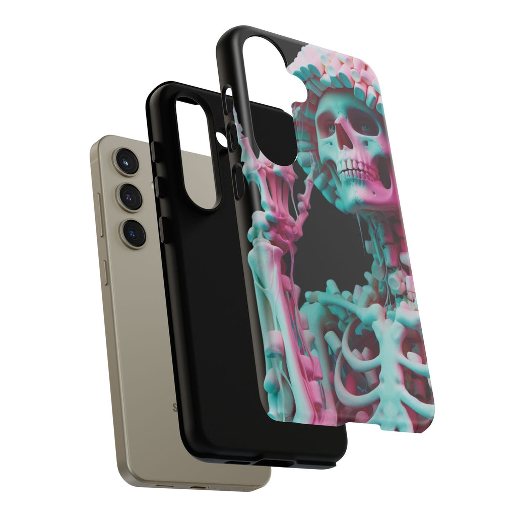 Neon Pink Skeleton (Black) Tough Phone Case for iPhone, Galaxy, or Google Pixel