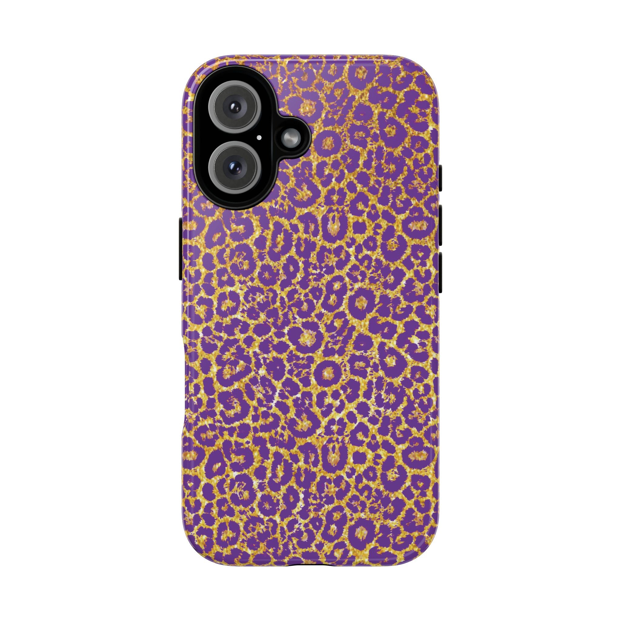 Purple Gold Leopard Tough Phone Case for iPhone, Galaxy, or Google Pixel