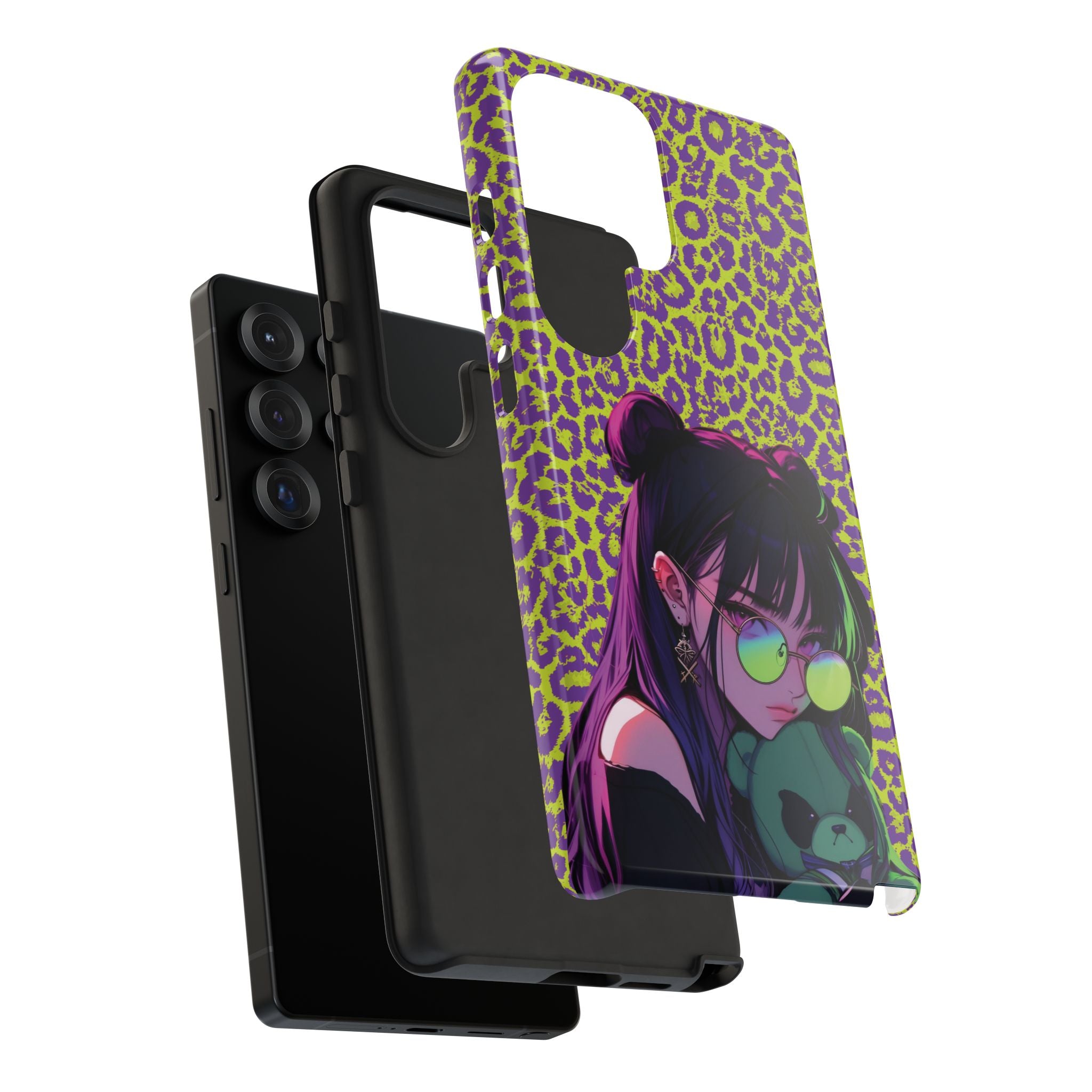 Purple Neon Lime Leopard Kz Tough Case for iPhone, Galaxy, or Google Pixel
